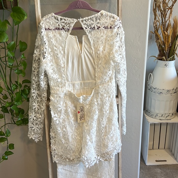 Southern Fried Chics White Lace Long Sleeve Romper - Picture 2 of 4